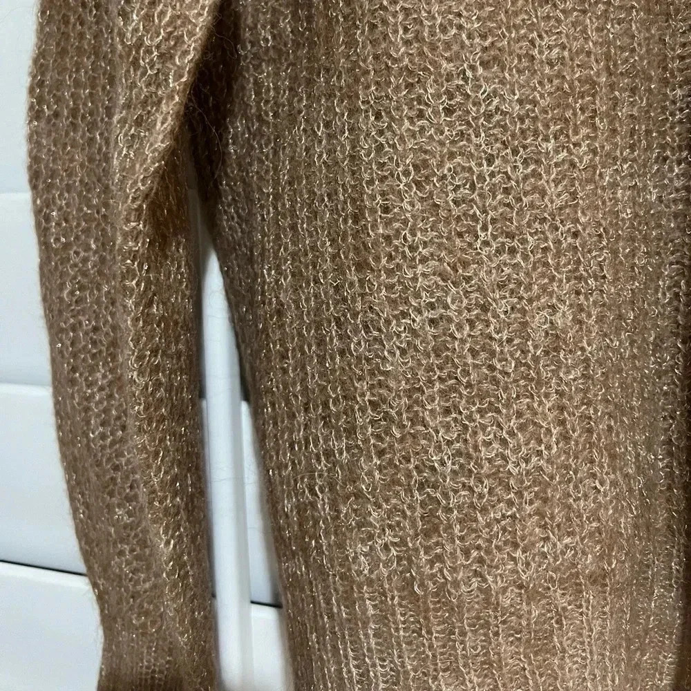 360 CASHMERE NWT Georgina V Neck Baby Alpaca Wool Sweater Camel Gold - Picture 4 of 9